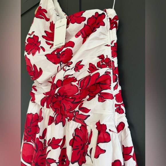 Abercrombie & Fitch Red Floral One-Shoulder Cutout Maxi Dress • S • NWT - Picture 6 of 14